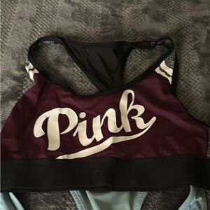 PINK Victoria's Secret Burgundy and Black Sports Bra